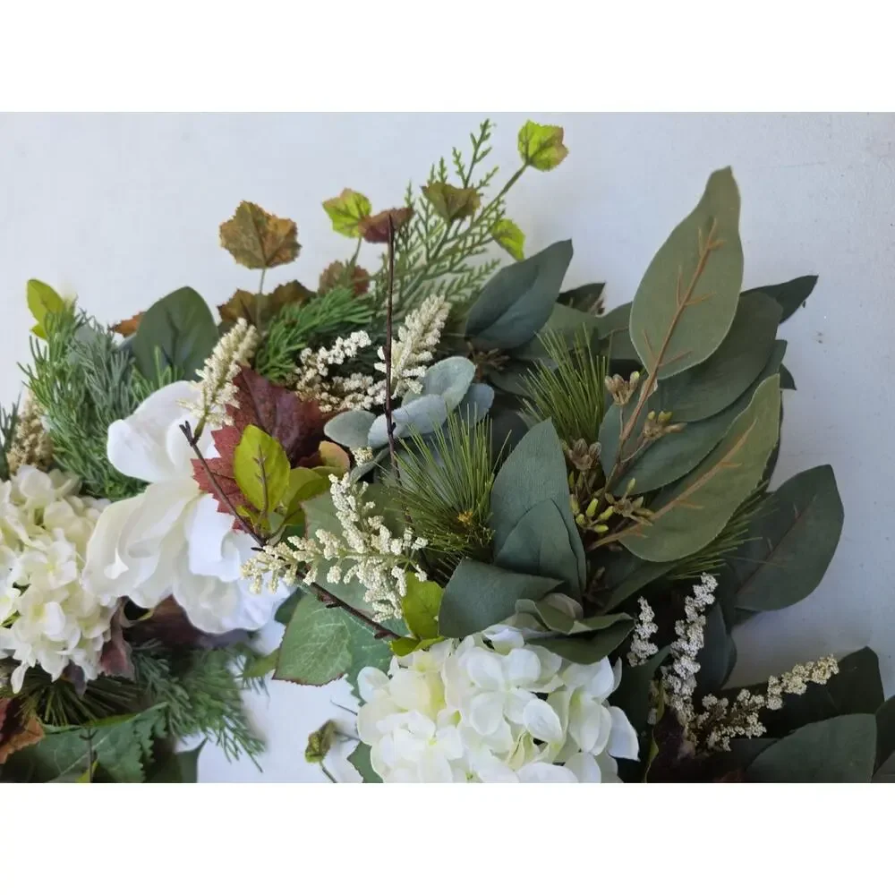 Handmade Wreath All Seasons Evergreen Peonies Carnation Ivy 28